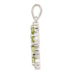Sterling Silver Rhodium Plated  Peridot Cross Pendant - Image 2