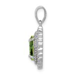 Sterling Silver Rhodium Plated Peridot and Diamond Pendant - Image 2