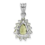 Sterling Silver Rhodium Plated Peridot Pear-shaped Pendant - Image 4