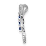 Sterling Silver Rhodium Sapphire Dragonfly Pendant - Image 2