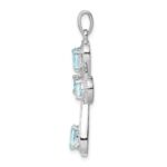 Sterling Silver Rhodium-plated Aquamarine & Diamond Cross Pendant - Image 2