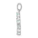 Sterling Silver Rhodium-plated Aquamarine & Diamond Accent Cross Pendant - Image 2