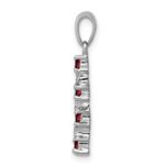 Sterling Silver Rhodium-plated Garnet & Diamond Accent Cross Pendant - Image 2