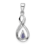 Sterling Silver Rhodium-plated Tanzanite & Diamond Pendant - Image 4