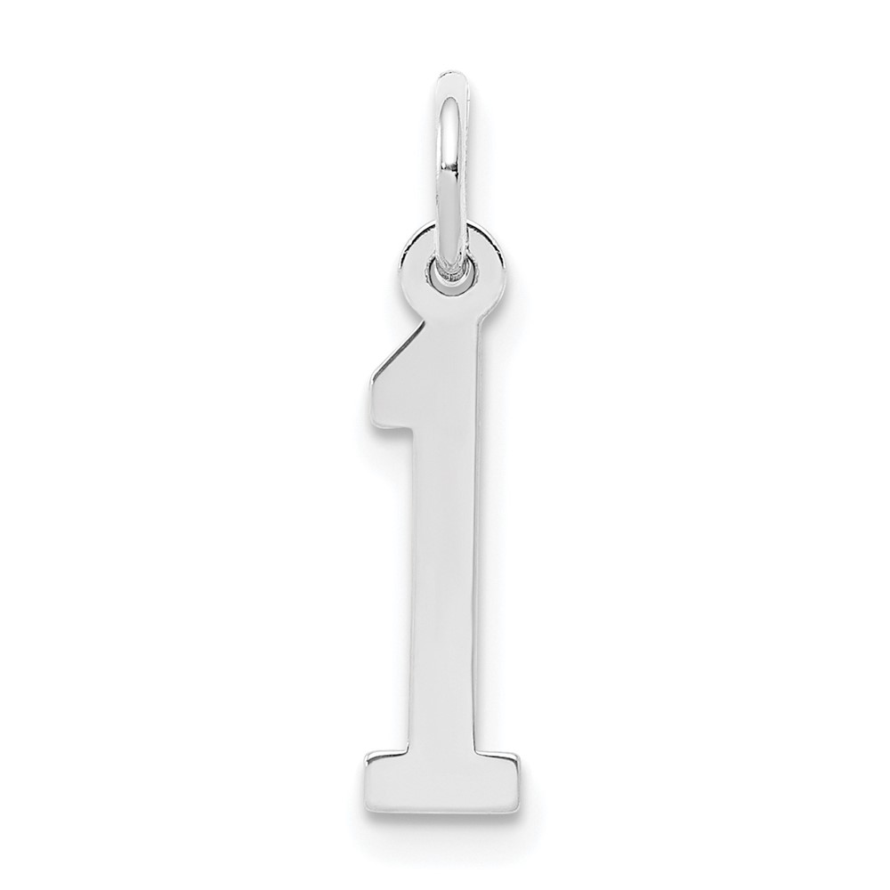 QES01.jpg Sterling Silver/Rhodium-plated Elongated Polished Number 1 Charm - Image 1