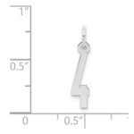 Sterling Silver/Rhodium-plated Elongated Polished Number 4 Charm - Image 3