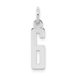 Sterling Silver/Rhodium-plated Elongated Polished Number 6 Charm