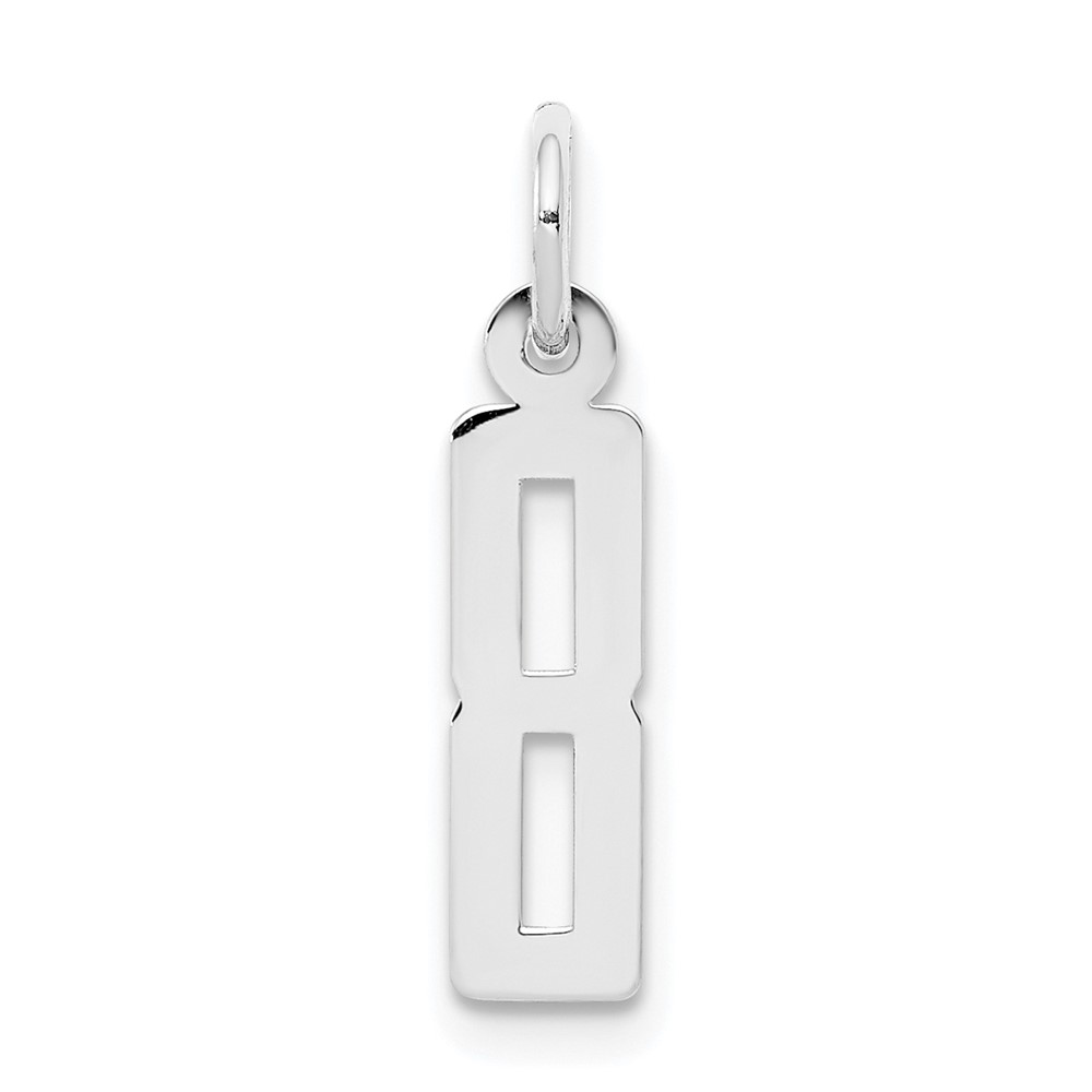 QES08.jpg Sterling Silver/Rhodium-plated Elongated Polished Number 8 Charm - Image 1