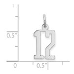 Sterling Silver/Rhodium-plated Elongated Number 12 Charm - Image 3