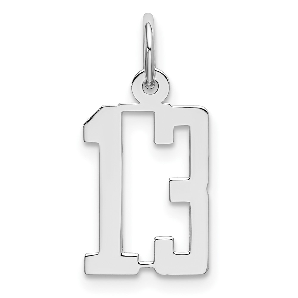 QES13.jpg Sterling Silver/Rhodium-plated Elongated Number 13 Charm - Image 1