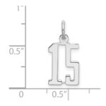 Sterling Silver/Rhodium-plated Elongated Number 15 Charm - Image 3
