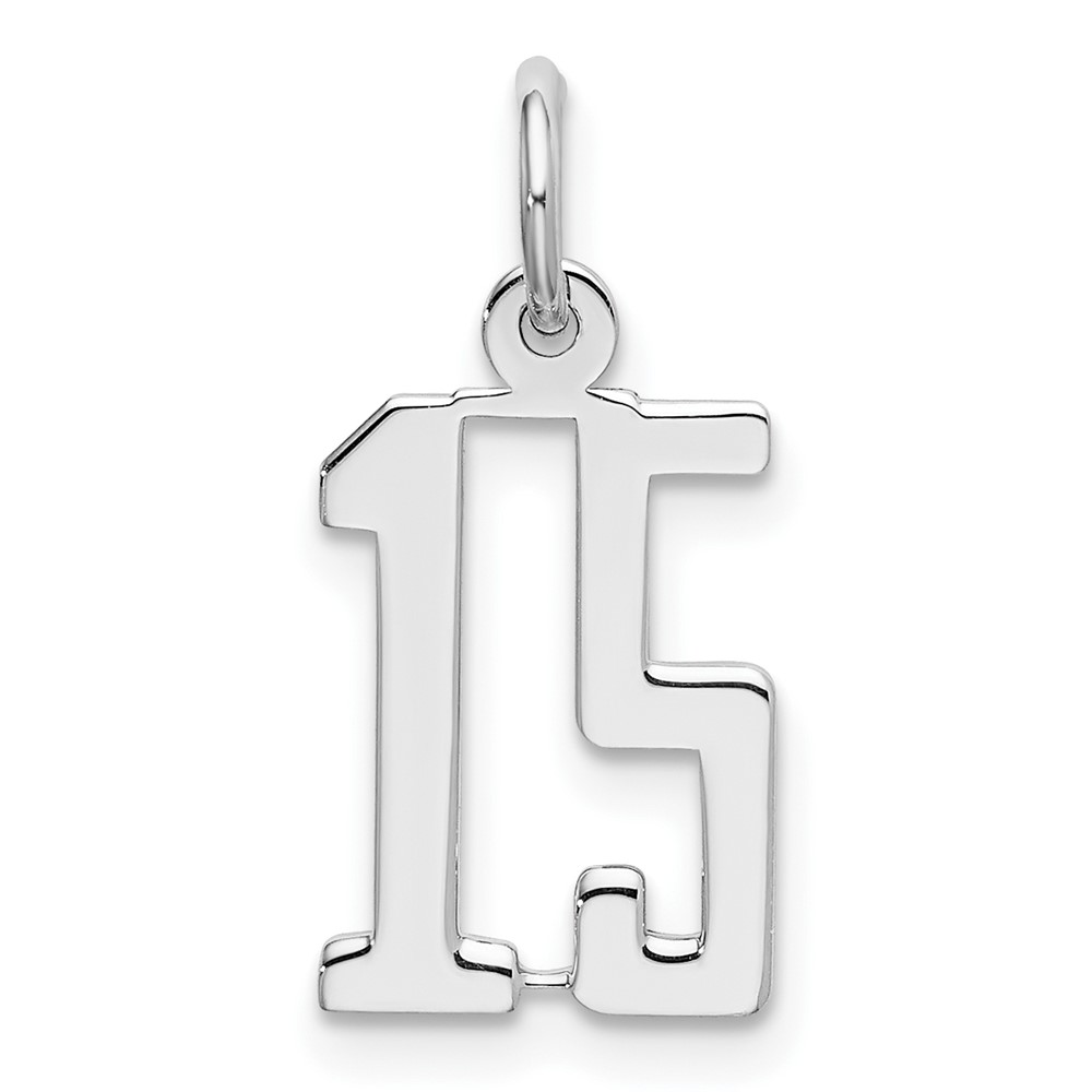 QES15.jpg Sterling Silver/Rhodium-plated Elongated Number 15 Charm - Image 1