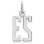 Sterling Silver/Rhodium-plated Elongated Number 23 Charm - Image 4