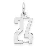 Sterling Silver/Rhodium-plated Elongated Number 24 Charm