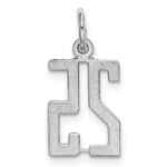 Sterling Silver/Rhodium-plated Elongated Number 25 Charm - Image 4