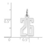 Sterling Silver/Rhodium-plated Elongated Number 26 Charm - Image 3