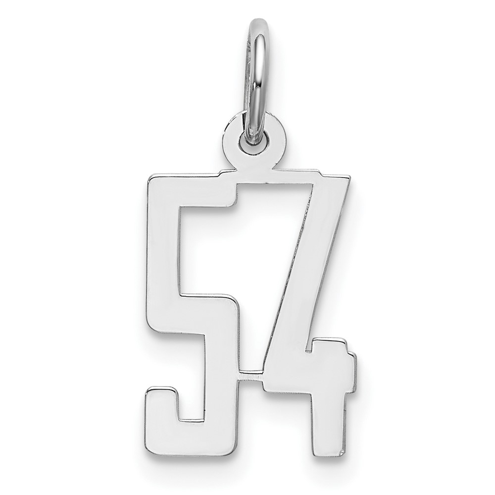 QES54.jpg Sterling Silver/Rhodium-plated Elongated Number 54 Charm - Image 1
