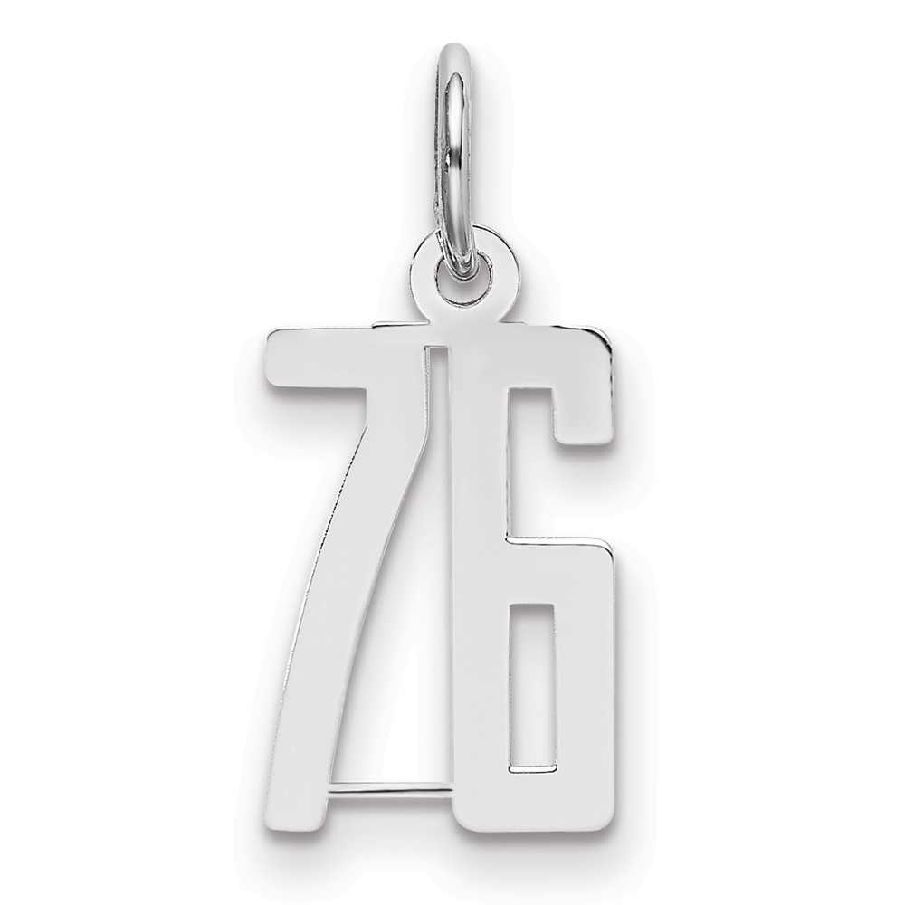 QES76.jpg Sterling Silver/Rhodium-plated Elongated Number 76 Charm - Image 1