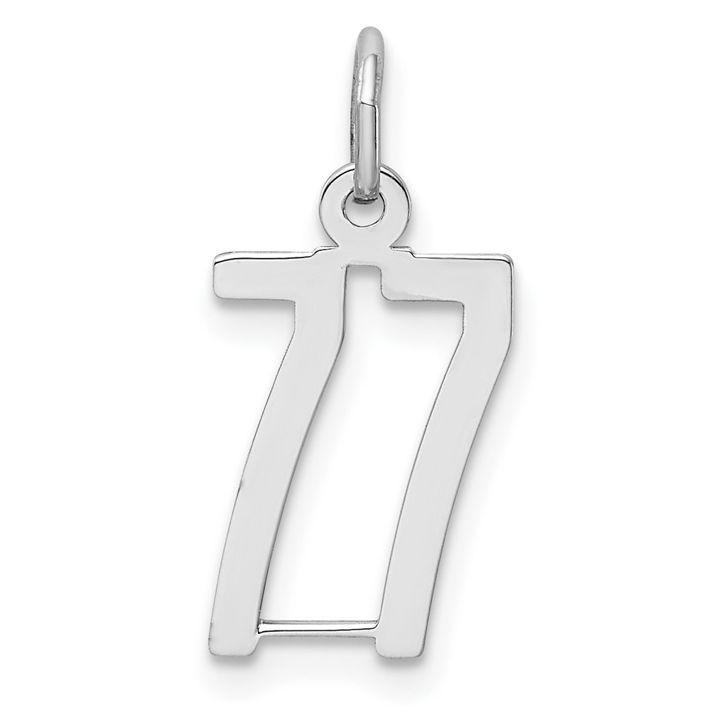 QES77.jpg Sterling Silver/Rhodium-plated Elongated Number 77 Charm - Image 1