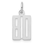 Sterling Silver/Rhodium-plated Elongated Number 80 Charm