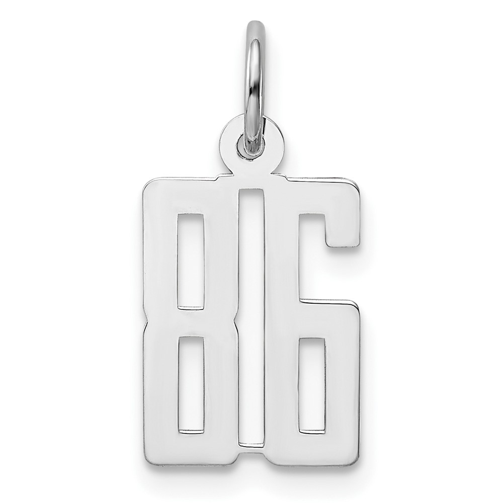 QES86.jpg Sterling Silver/Rhodium-plated Elongated Number 86 Charm - Image 1