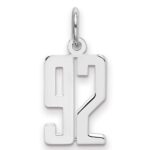 Sterling Silver/Rhodium-plated Elongated Number 92 Charm