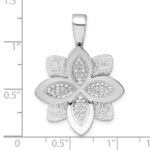 Sterling Silver Rhodium-plated Polished Brushed and Textured Flower Pendant - Image 4