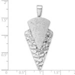 Sterling Silver Rhodium-plated Polished Brushed and Hammered Triangle Pendant - Image 4