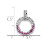 Sterling Silver Rhodium-plated White and Red CZ Open Circle Pendant - Image 4