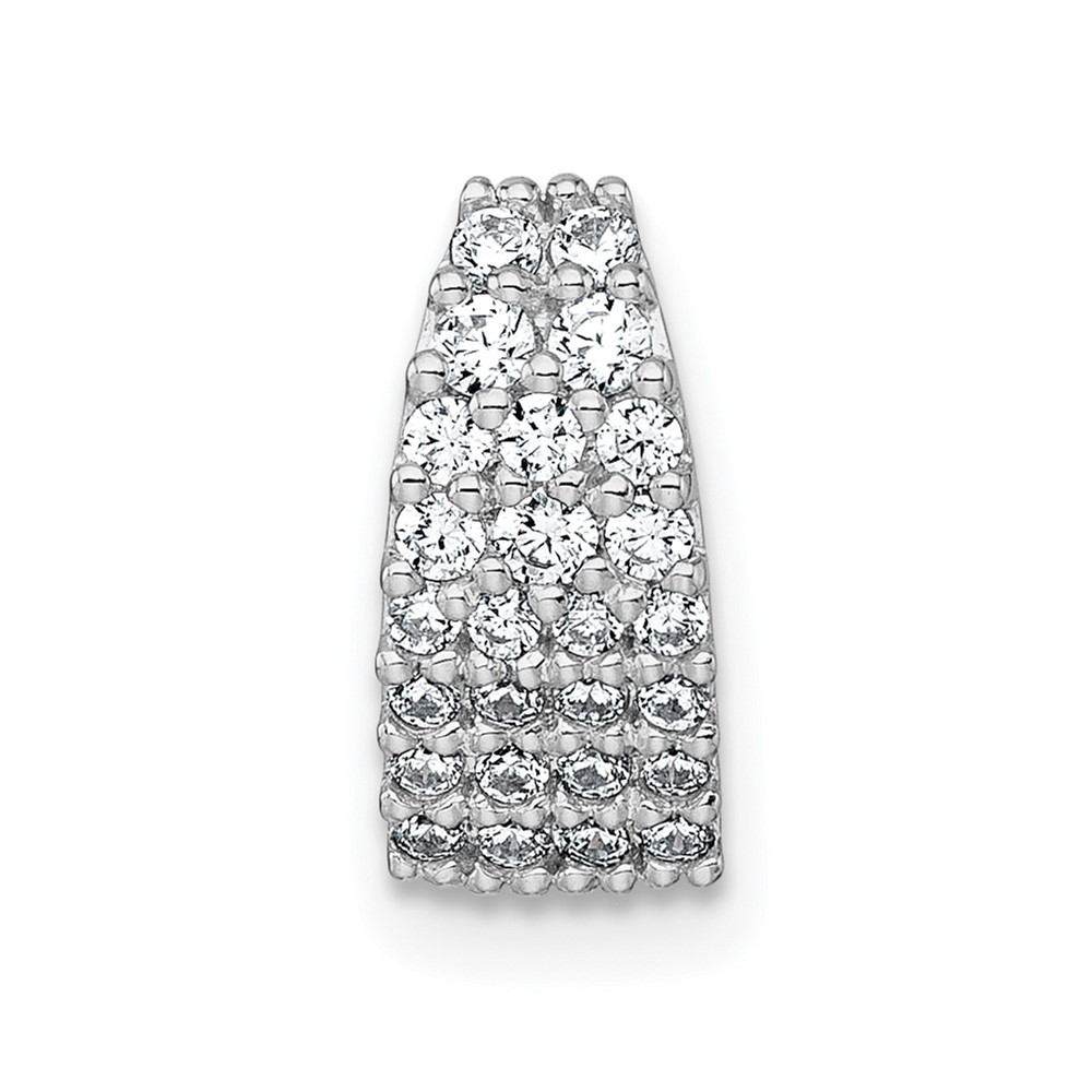 QG7134P.jpg Sterling Silver Rhodium-plated Polished Pave CZ Curved and Tapered Chain Slide Pendant - Image 1
