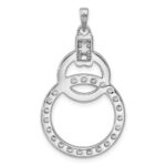 Sterling Silver Rhodium-plated Polished CZ Two Circle Pendant - Image 3