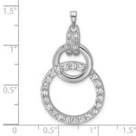 Sterling Silver Rhodium-plated Polished CZ Two Circle Pendant - Image 4