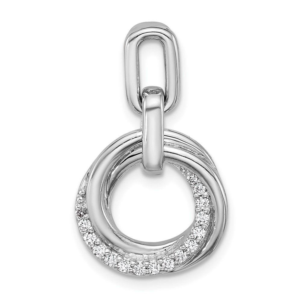 QG7136P.jpg Sterling Silver Rhodium-plated Polished White CZ Circle Twist Pendant - Image 1