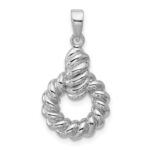 Sterling Silver Rhodium-plated Polished Twisted Circle Pendant