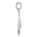 Sterling Silver Rhodium-plated Polished Round Mother of Pearl in Teardrop Pendant - Image 2