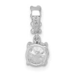 Sterling Silver Rhodium-plated Polished Round CZ Dangling Chain Slide Pendant - Image 3