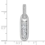Sterling Silver Rhodium-plated Polished CZ Elongated Oval Pendant - Image 4