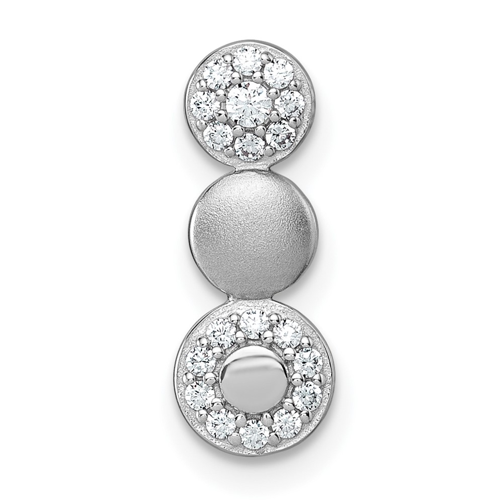 QG7161P.jpg Sterling Silver Rhodium-plated Polished and Satin CZ 3-Circles Chain Slide Pendant - Image 1