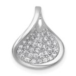 Sterling Silver Rhodium-plated Polished Fancy Curved CZ Pendant