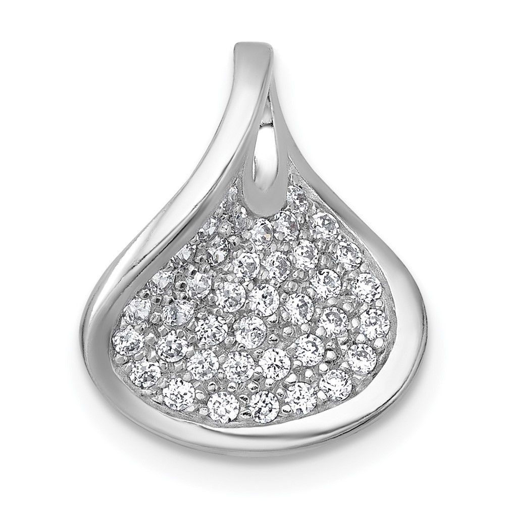 QG7166P.jpg Sterling Silver Rhodium-plated Polished Fancy Curved CZ Pendant - Image 1