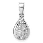 Sterling Silver Rhodium-plated Pave CZ Teardrop Pendant