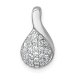 Sterling Silver Rhodium-plated Polished Fancy Teardrop CZ Chain Slide Pendant