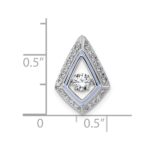 Sterling Silver Rhodium-plated Vibrant Moving CZ with Light Purple Enamel Kite-shape Chain Slide Pendant - Image 4