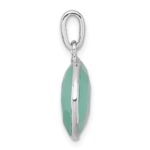Sterling Silver Rhodium-plated Polished Round Checker-cut Green Chalcedony Pendant - Image 2