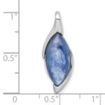 Sterling Silver Rhodium-plated Polished Fancy Marquise Kyanite Cabochon Chain Slide Pendant - Image 4