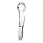 Sterling Silver Rhodium-plated Polished White CZ And Malachite Fan Pendant - Image 2