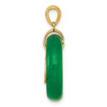 Sterling Silver Gold-tone Polished Good Luck Dangle Green Chalcedony Circle Pendant - Image 2