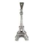 Sterling Silver Antiqued Marcasite 3-D Eiffel Tower Pendant