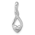 Sterling Silver Rhodium-plated Polished and Brushed Fancy Teardrop Heart Chain Slide - Image 3