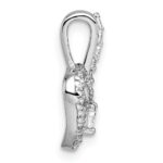 Sterling Silver Rhodium-plated Polished CZ Open Heart Pendant - Image 2